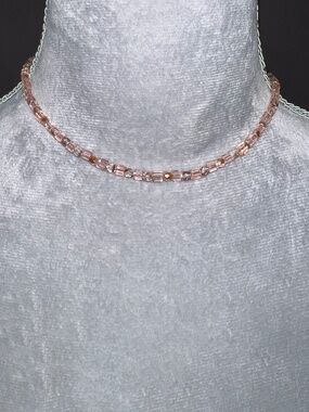 Beaded Peach Iridescent Bead Necklace